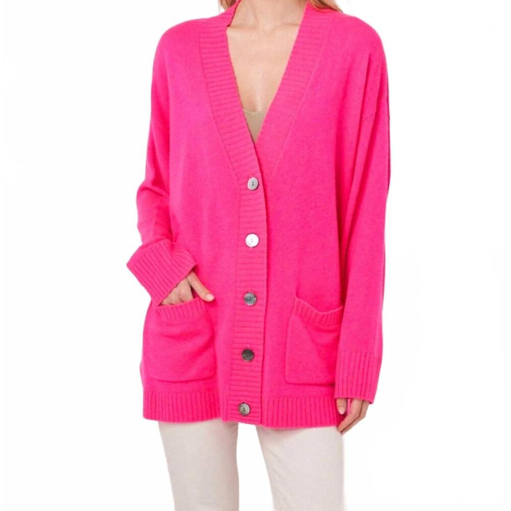 NEW BRODIE CASHMERE arla cardigan in fuchsia